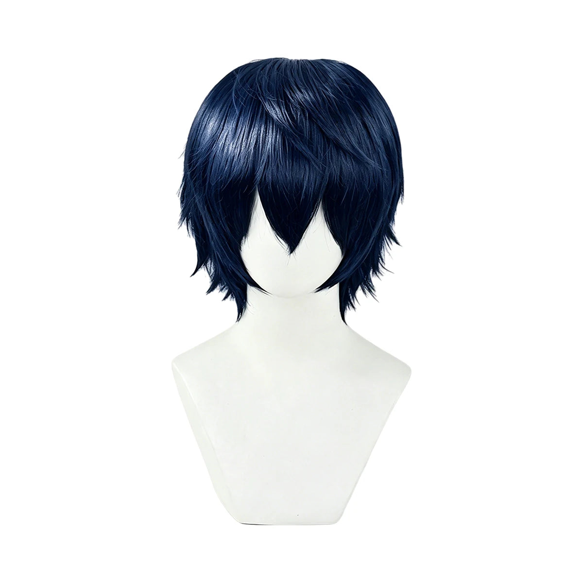 Short layered cosplay wig shown on a mannequin