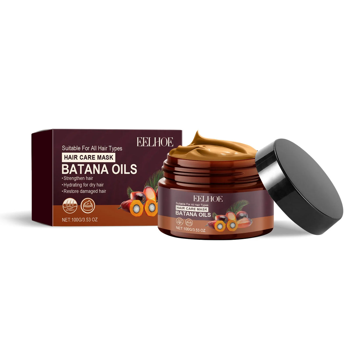 Batana hair care bottle or jar with matching packaging