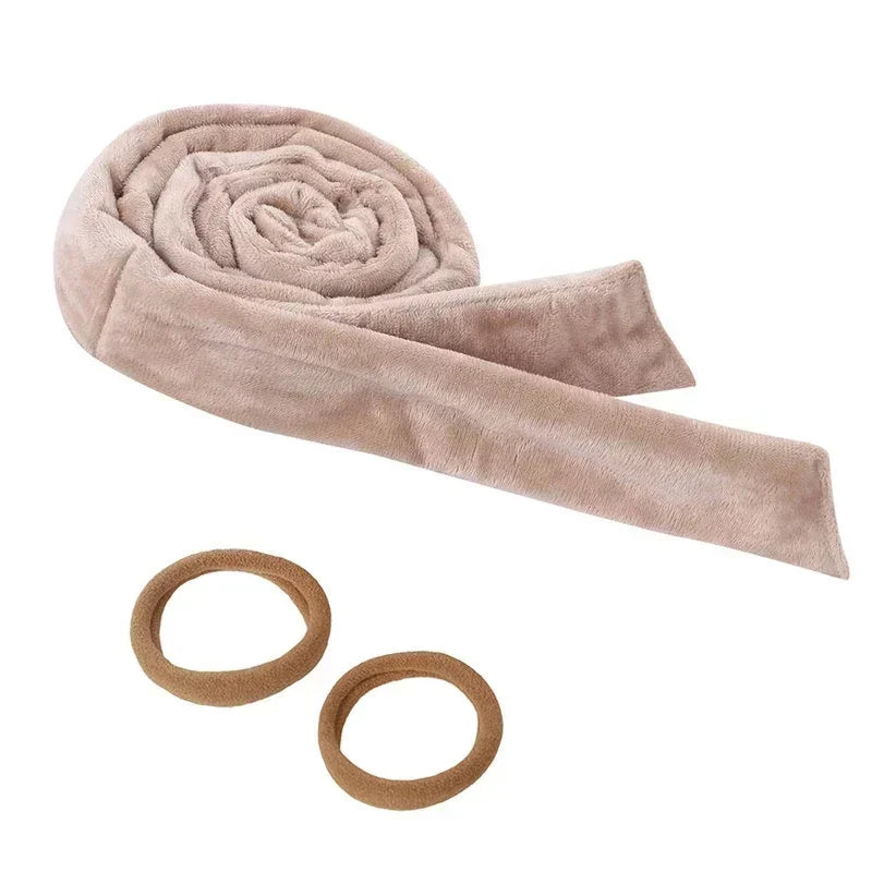 Heatless curling rod or ribbon with coordinating hair ties