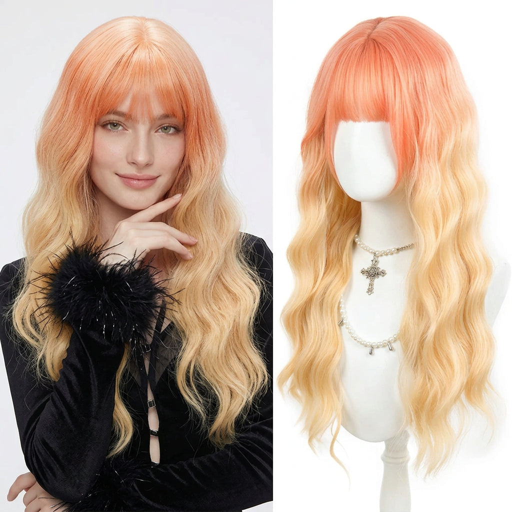 Cosplay wig shown with front, back or styling views