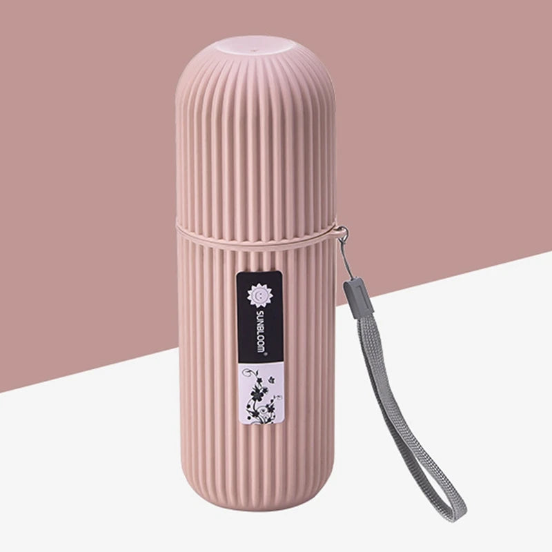Ribbed travel toothbrush case with wrist strap