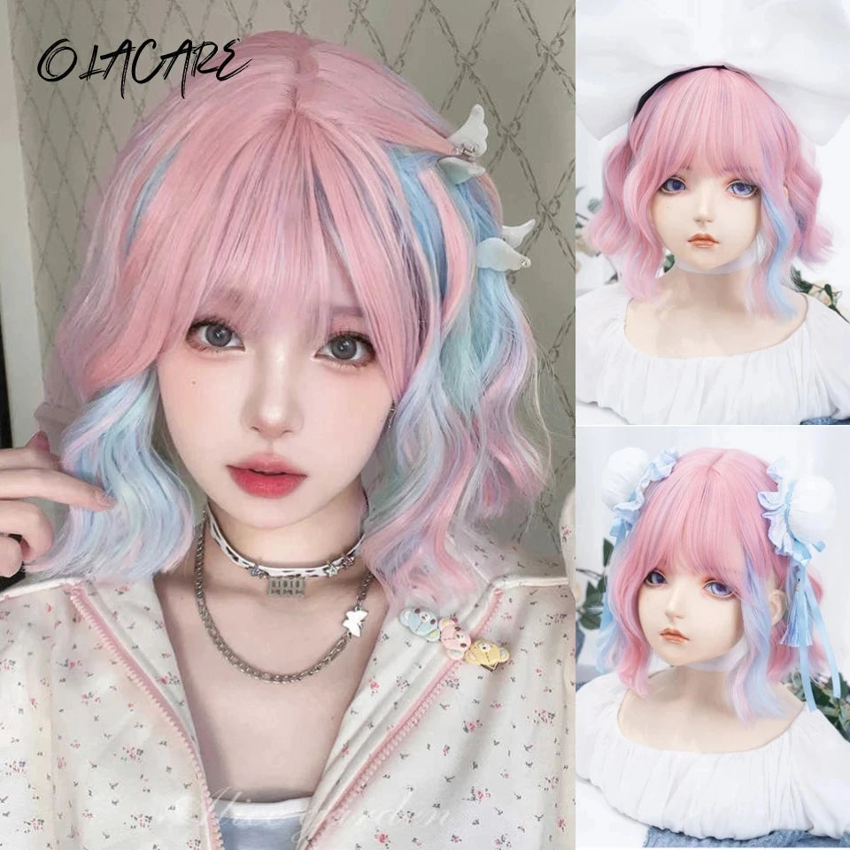 Short Wavy Cosplay Synthetic Bob Wig – 21 Assorted Colors