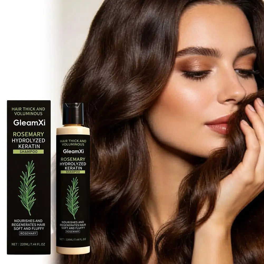 Rosemary hair care bottle with hairstyle examples