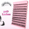 False eyelash clusters in trays with lash application examples