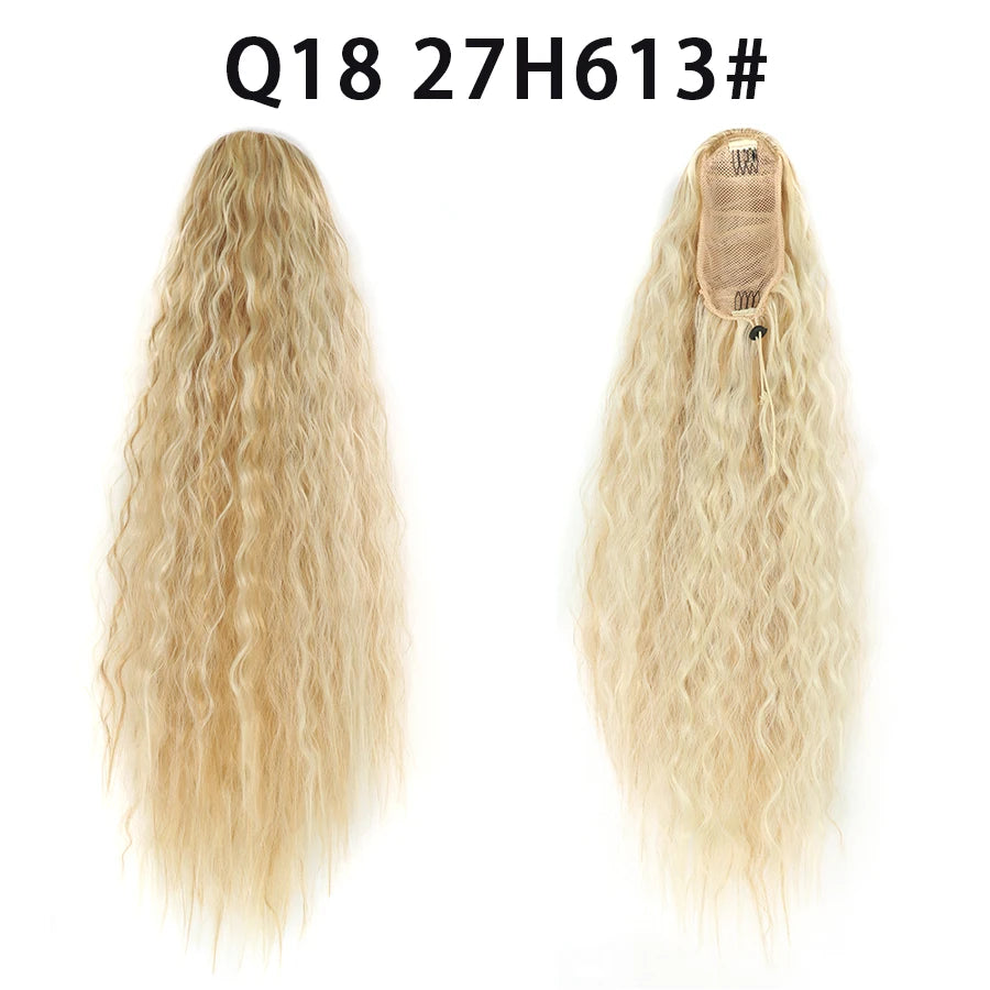 22 Inch Drawstring Ponytail Extension Soft Curly Wave 32 Colors