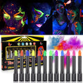 Bright face and body paint with UV-light application examples