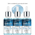 Copper peptide facial serum bottles with packaging or dimensions