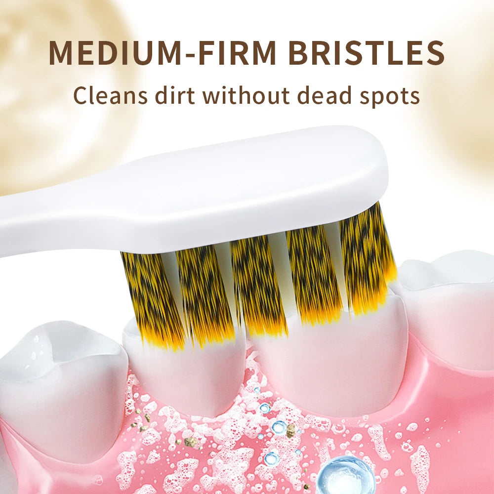 Gold and silver toothbrushes with bristle and handle details