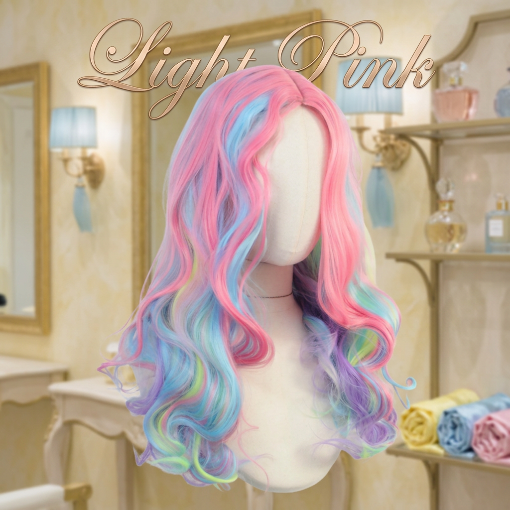 Cosplay Pink, Blue & Purple Long Wavy Synthetic Wig