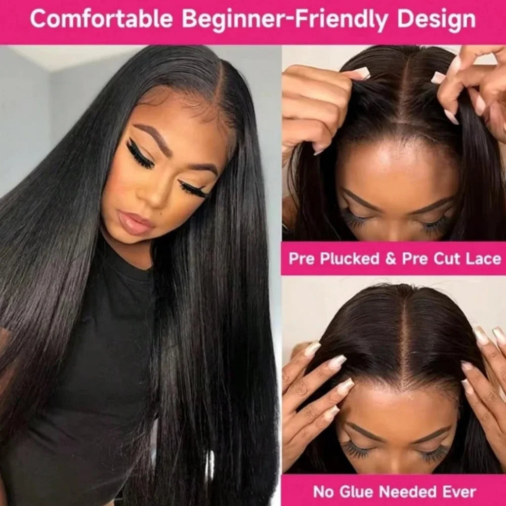 Inches to the Floor: Bone Straight Brazilian Remy Blend Wig -16 to 42"- Transparent Swiss HD Lace