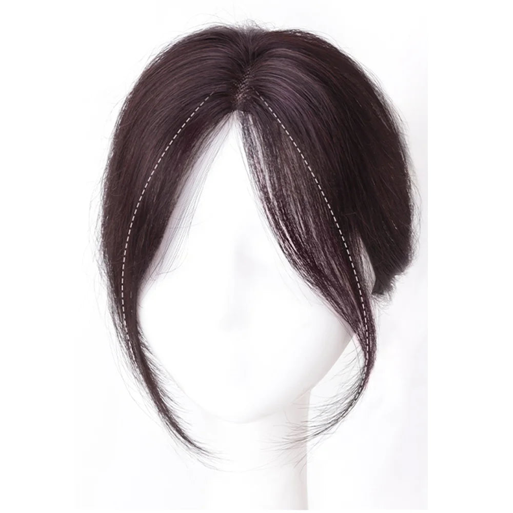 Side-swept fringe hairpiece shown on a mannequin