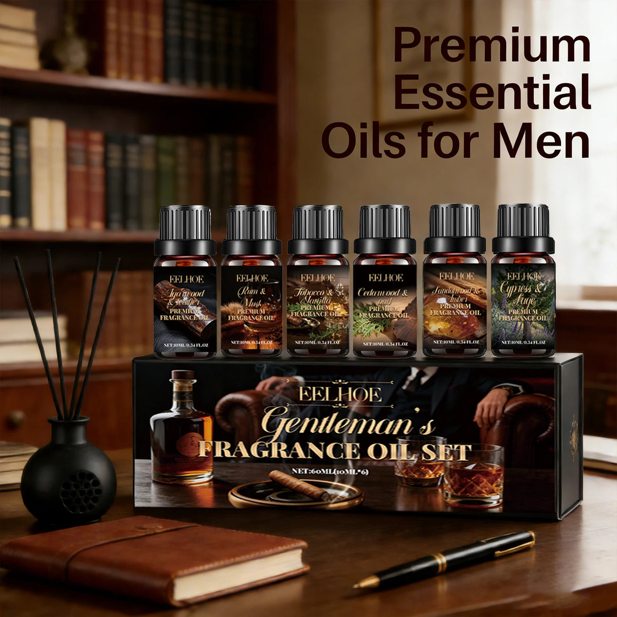 Scented oil gift set with home fragrance and lifestyle examples