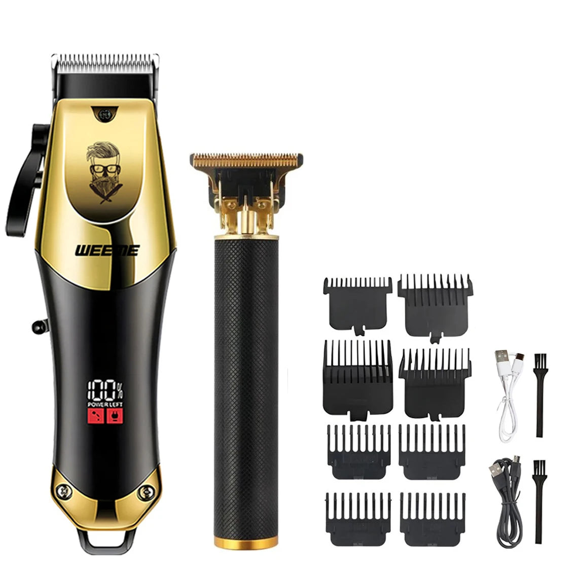 Hair trimmer and clipper kit with guide combs and accessories