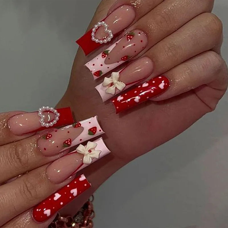 Decorative nail designs shown on hands