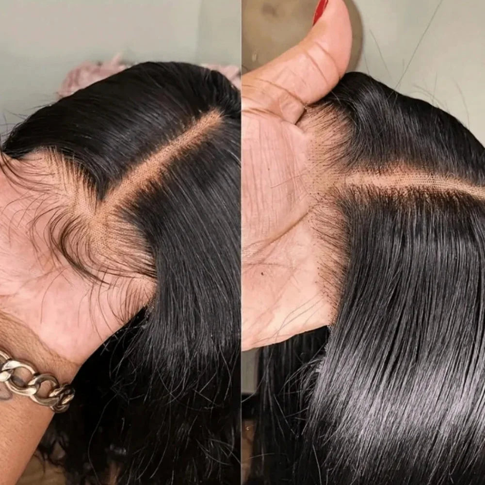 Inches to the Floor: Bone Straight Brazilian Remy Blend Wig -16 to 42"- Transparent Swiss HD Lace
