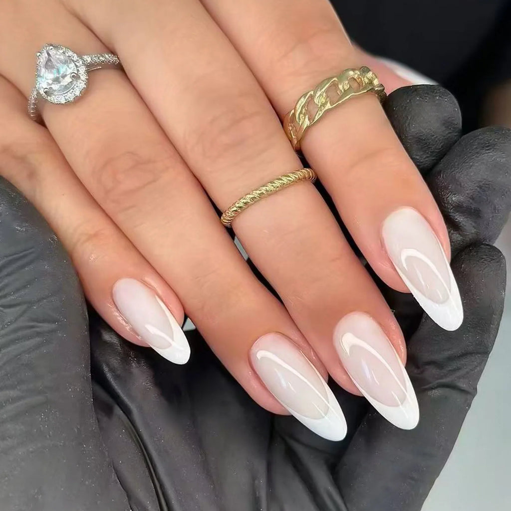 Decorated nail designs shown on hands