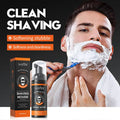 Shaving mousse with shaving and ingredient illustrations