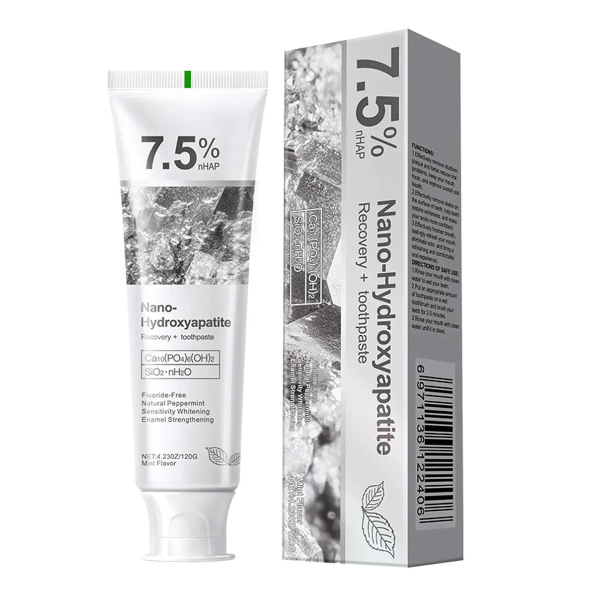 Hydroxyapatite toothpaste tubes with packaging and pack quantities