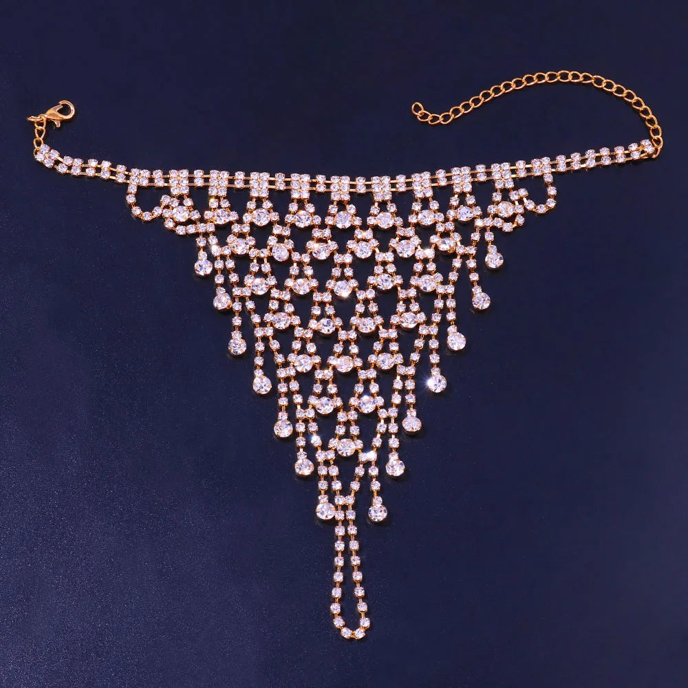 Luxury Rhinestone Mesh Hand Chain Finger Bracelet