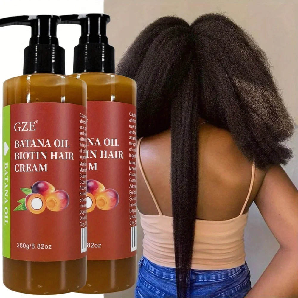 Hair cream pump bottles with hair styling and size details