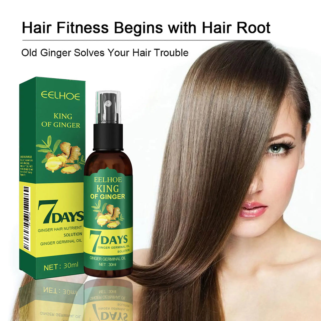 Hair oil bottle with scalp application and promotional graphics