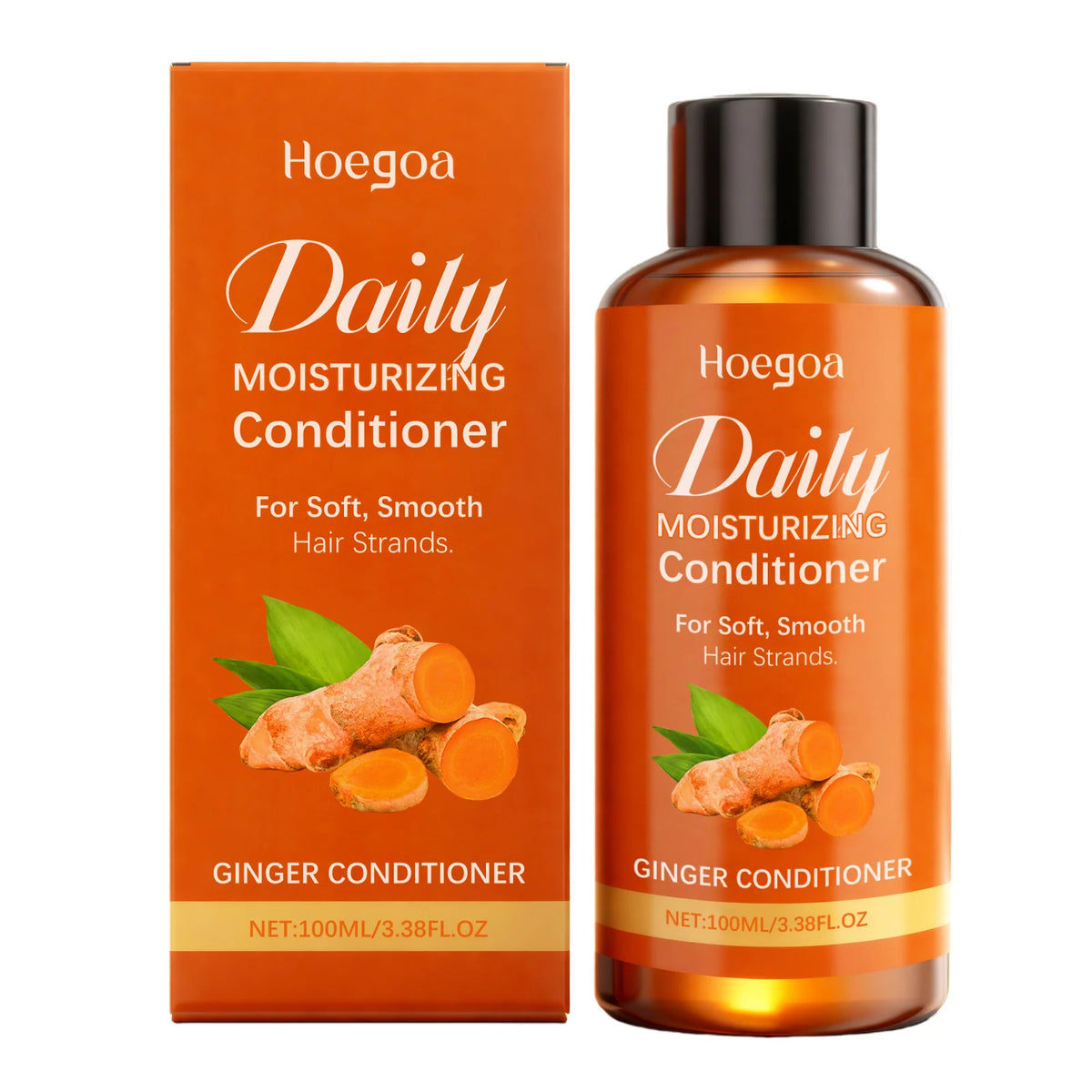 Shampoo or conditioner bottle beside matching orange box