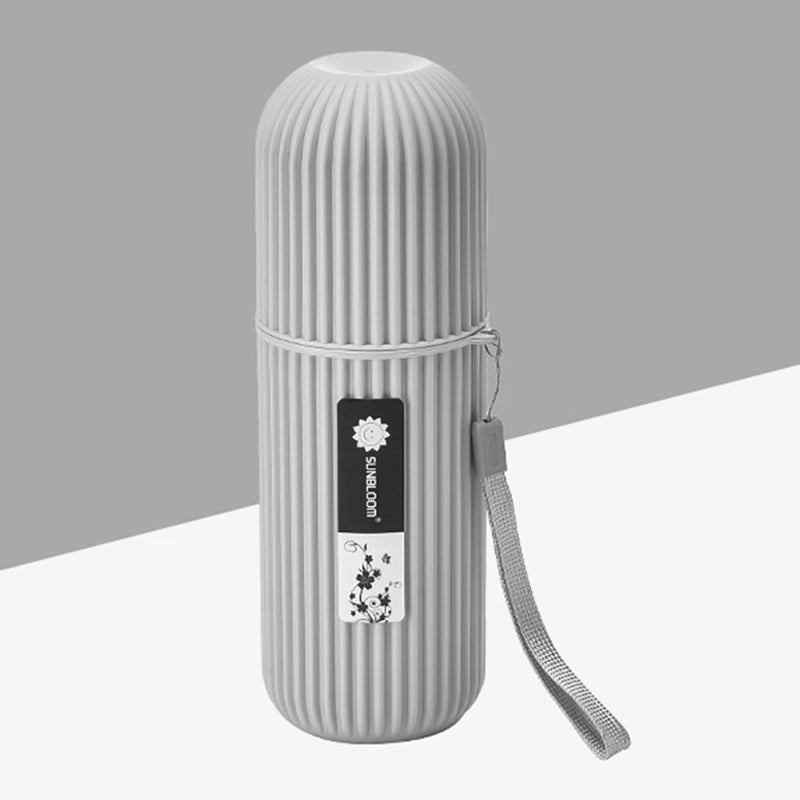 Ribbed travel toothbrush case with wrist strap