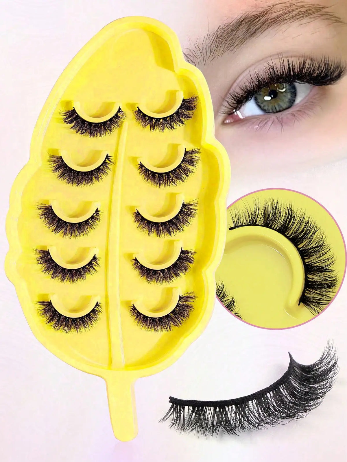 Cat-Eye Faux Mink-Style False Lashes – 5 Pairs