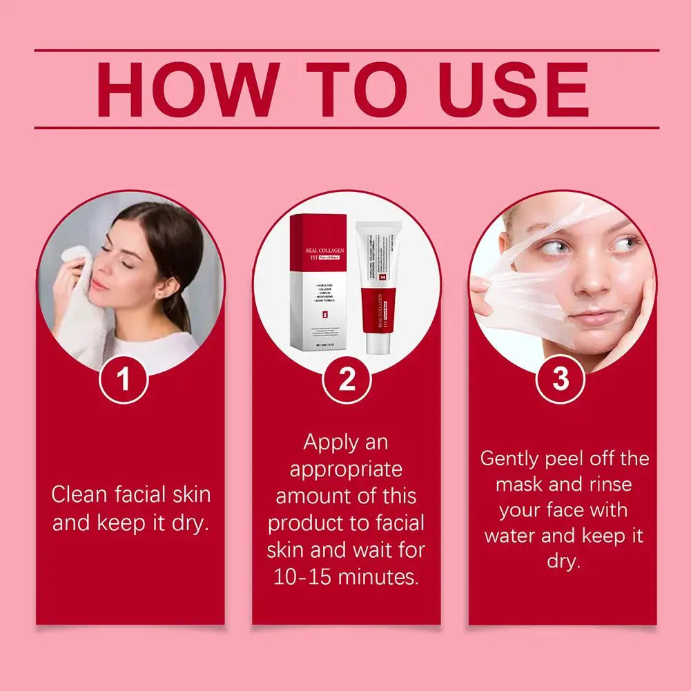 Peel-off face mask tube with facial application illustrations