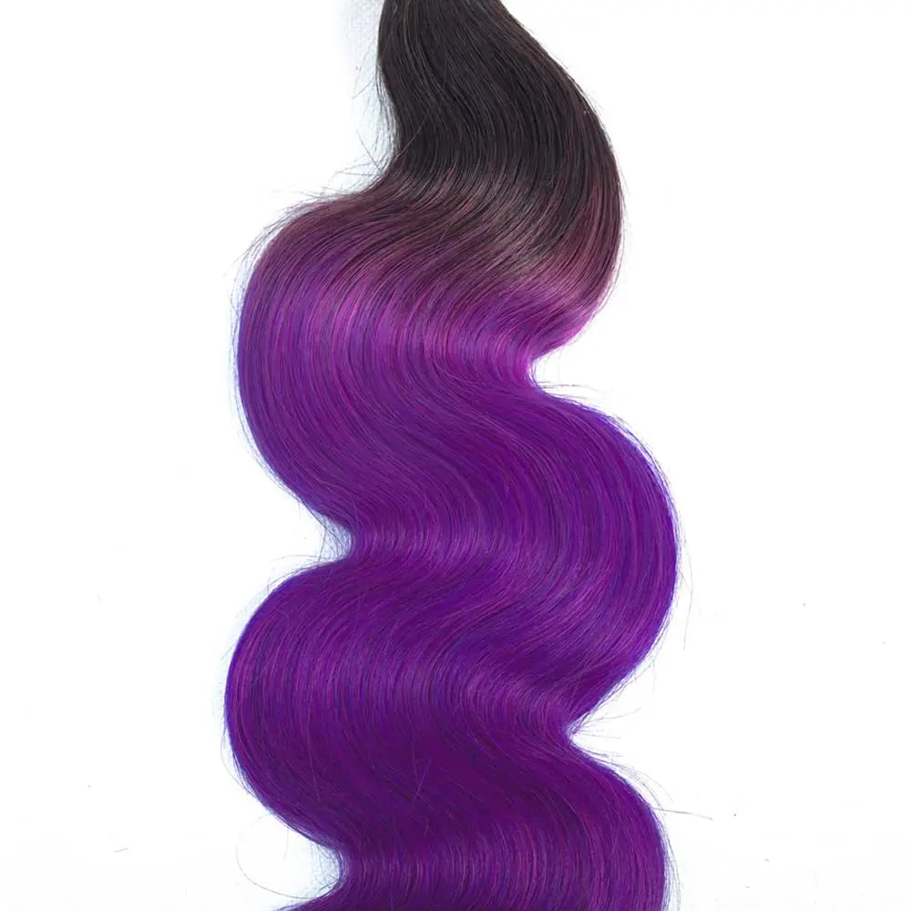 Black-to-purple wavy hair bundle