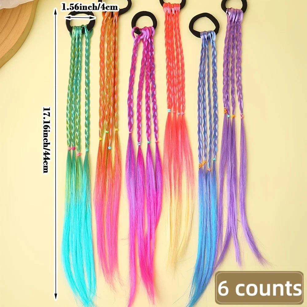 Braided ponytail extensions in assorted colors