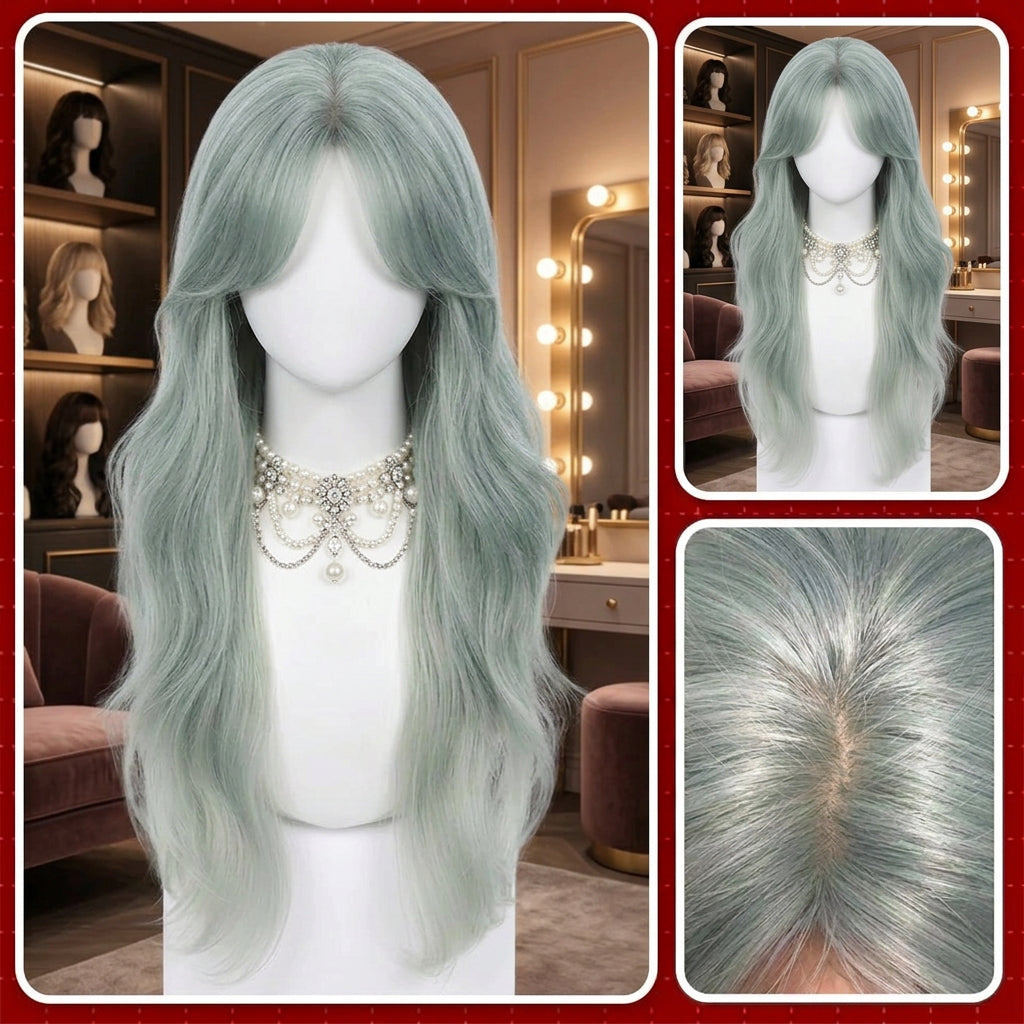 Cosplay wig shown with front, back or styling views