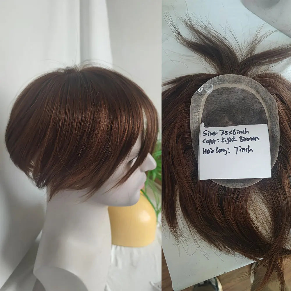 Hair toupees with base construction and coverage details
