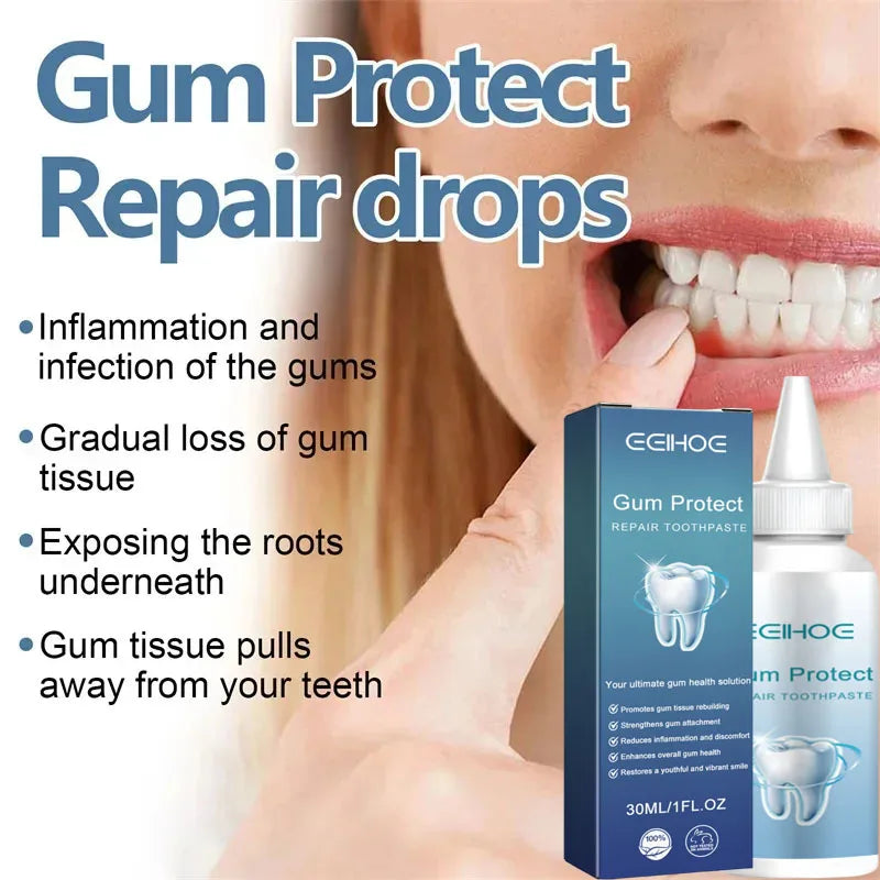 Oral care drops with tooth and gum promotional graphics