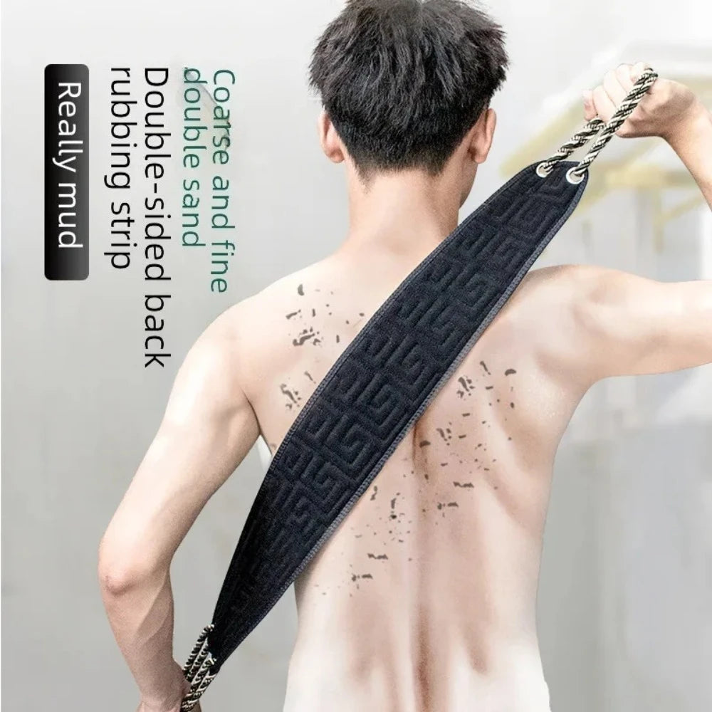 Textured back scrubber with handles and use examples