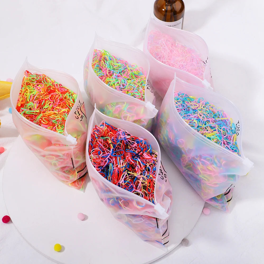 Colorful Mini Elastic Hair  Rubber Bands – 500 Pieces