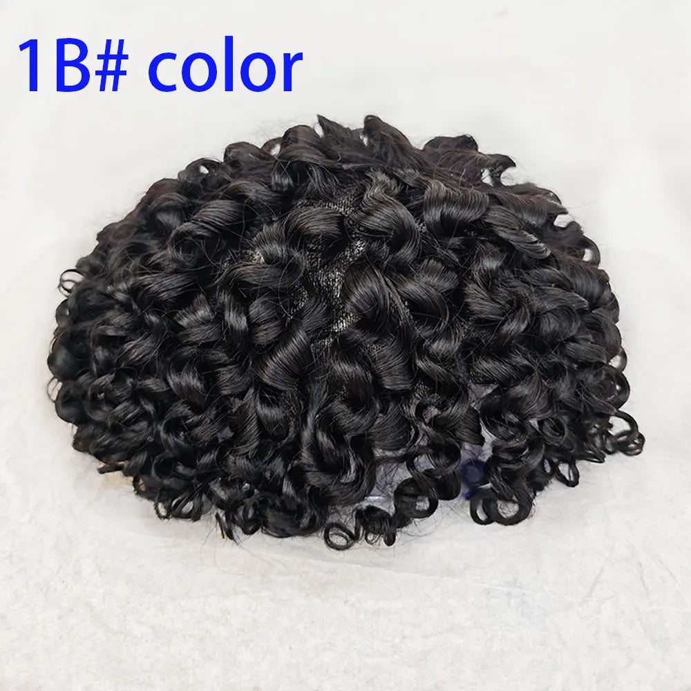 Curly toupee showing its curl pattern